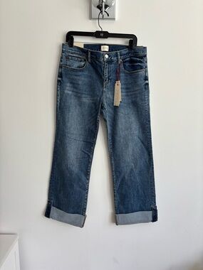 Alice + Olivia Dark Midwash Boyfriend Jeans
